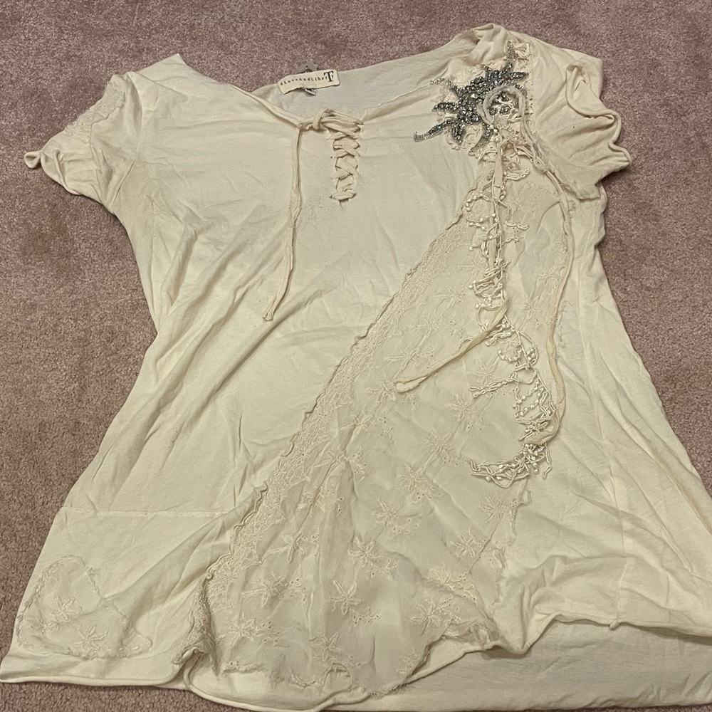 4LoveAndLiberty Johnny Was Embellished, Silk and Cotton T-Shirt